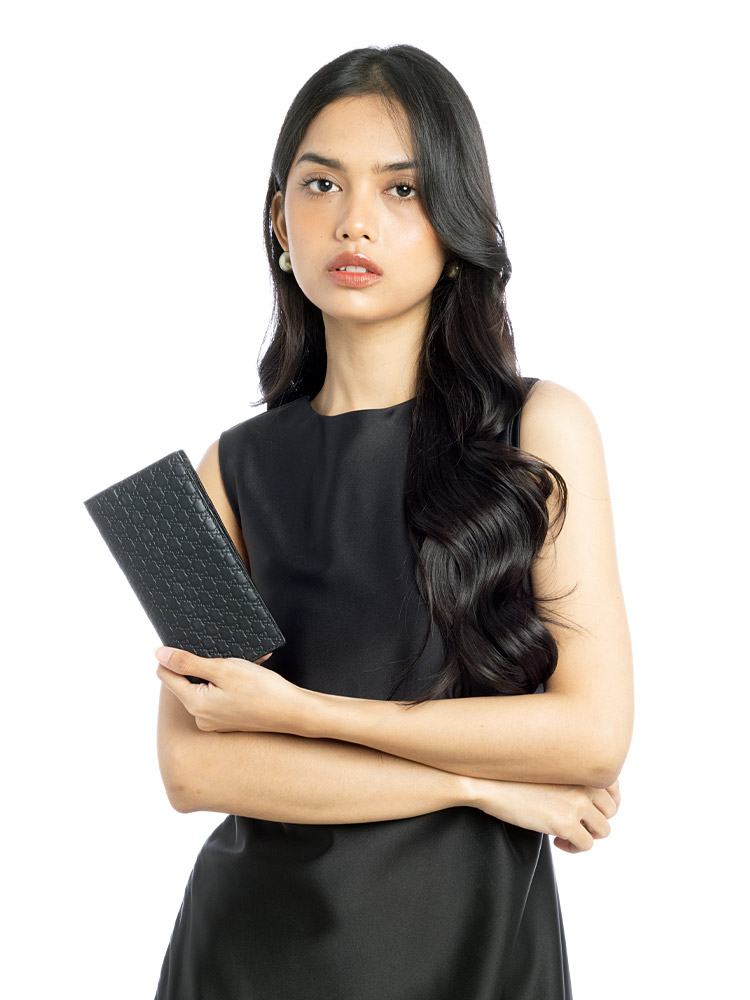 Microguccissima Bi-Fold Long Wallet Black