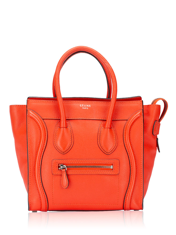 Drummed Calfskin Micro Luggage Vermillion