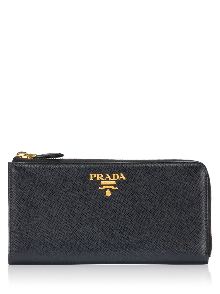 1ML030 Saffiano Metal Zip Wallet Nero