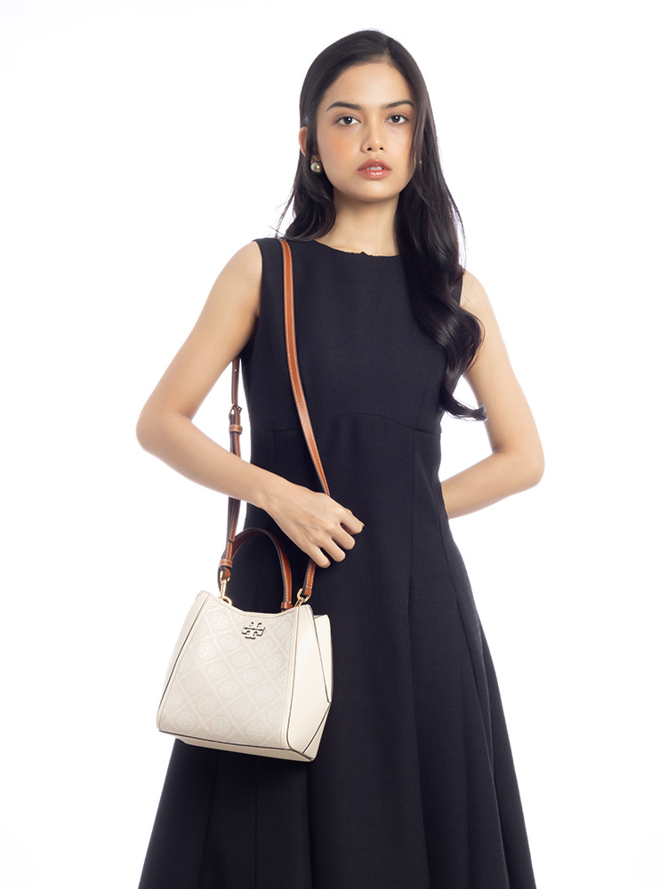 Mcgraw T Monogram Small Bucket Bag Ivory