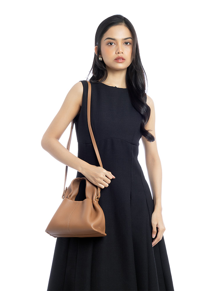 Textured Calfskin Numero Neuf Mini Camel