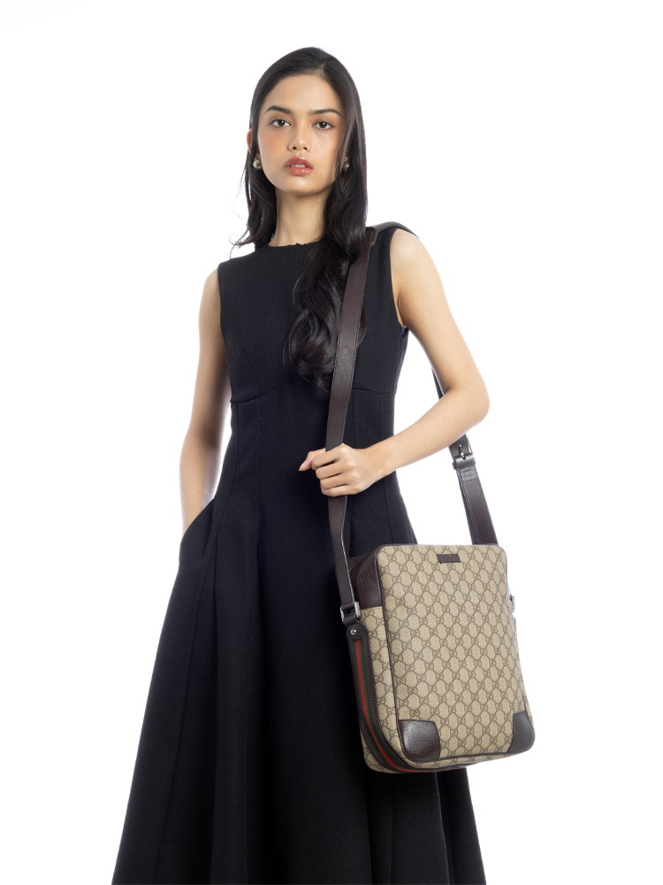 GG Supreme Web Crossbody Beige Ebony