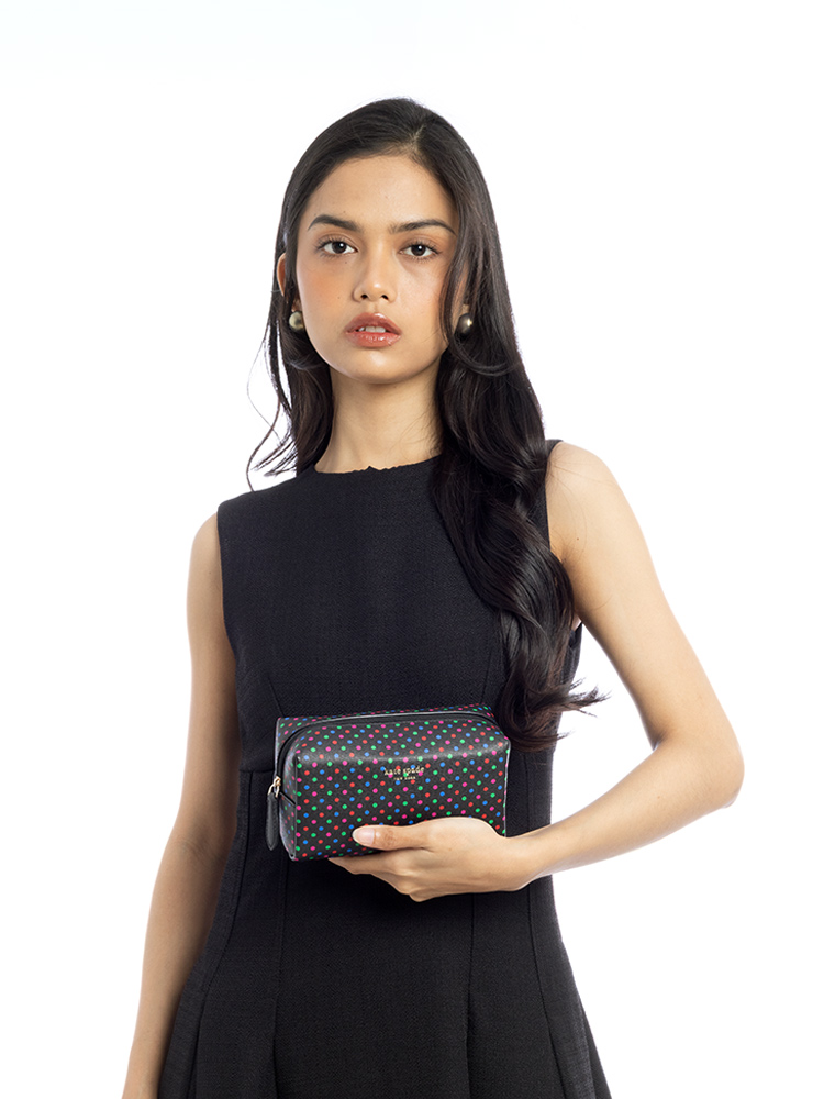 Polkadot Cosmetic Pouch Black Multi