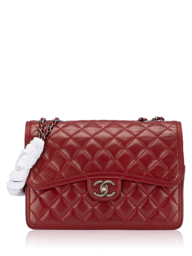 Lambskin Citizen Zip Large Flap Bag Red