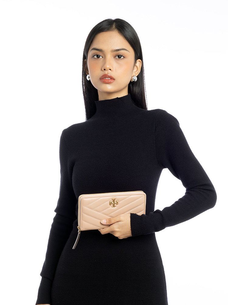 Kira Chevron Zip Wallet Devon Sand