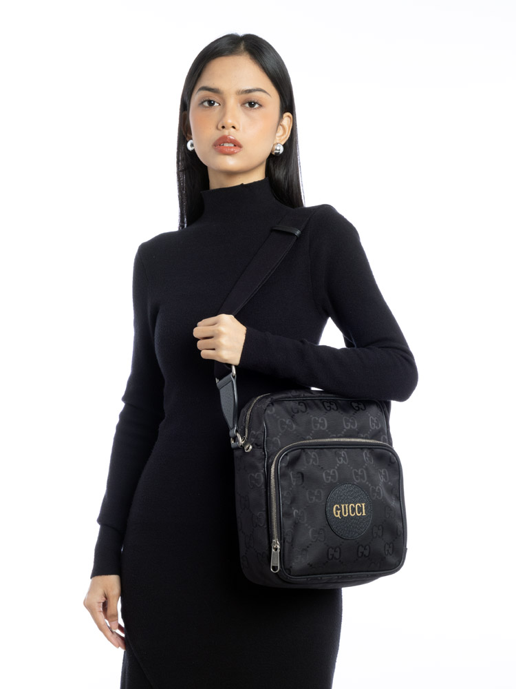 Econyl GG Nylon Off The Grid Shoulder Bag Black