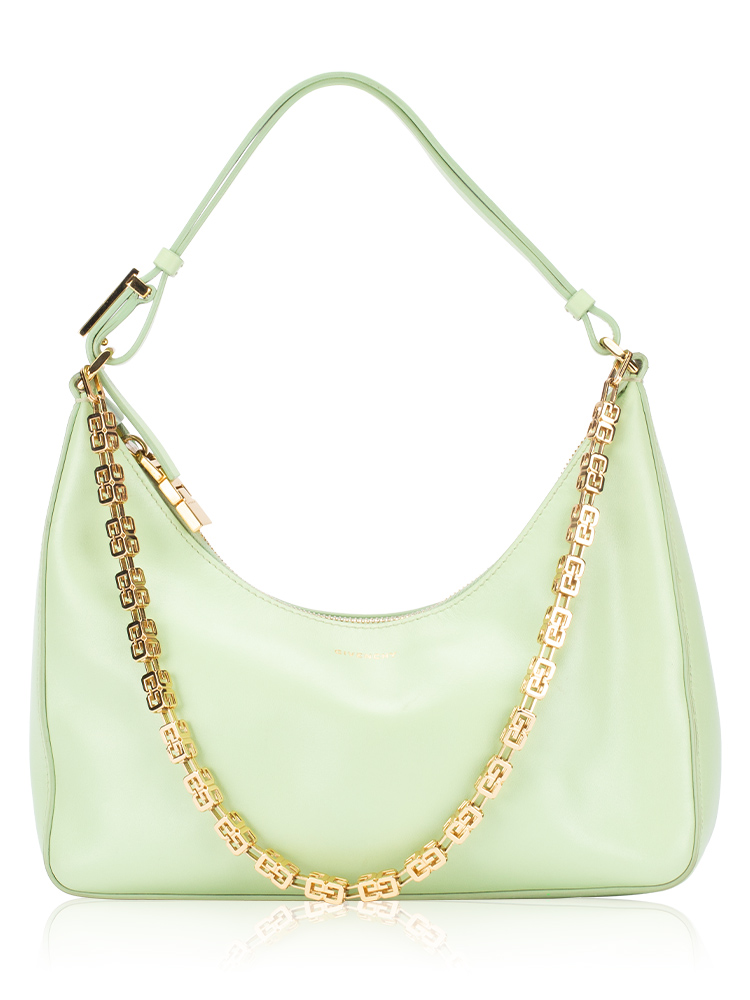 Smooth Calfskin Moon Cut Out Small Shoulder Bag Green