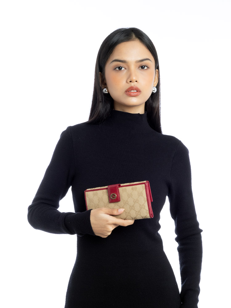 Canvas Miss GG Continental Wallet Red