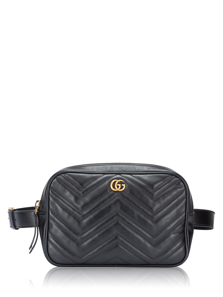 Calfskin Matelasse GG Marmont Belt Bag Black Sz 80