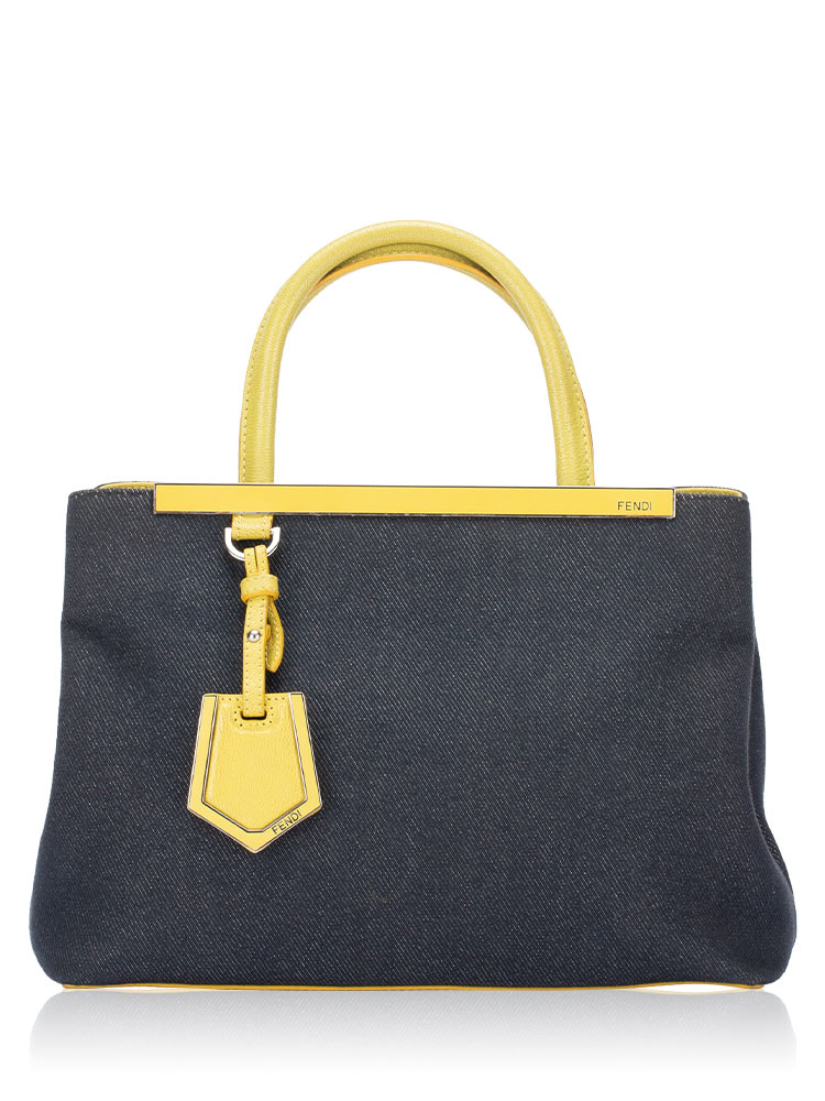 Vitello Denim 2 Jours Small Tote Navy Yellow