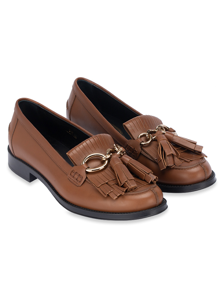 Calfskin Gommino Tassel Loafers Brown Sz 36