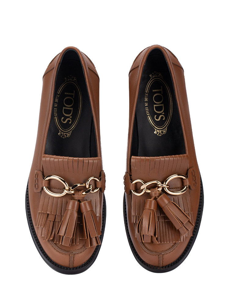 Calfskin Gommino Tassel Loafers Brown Sz 36