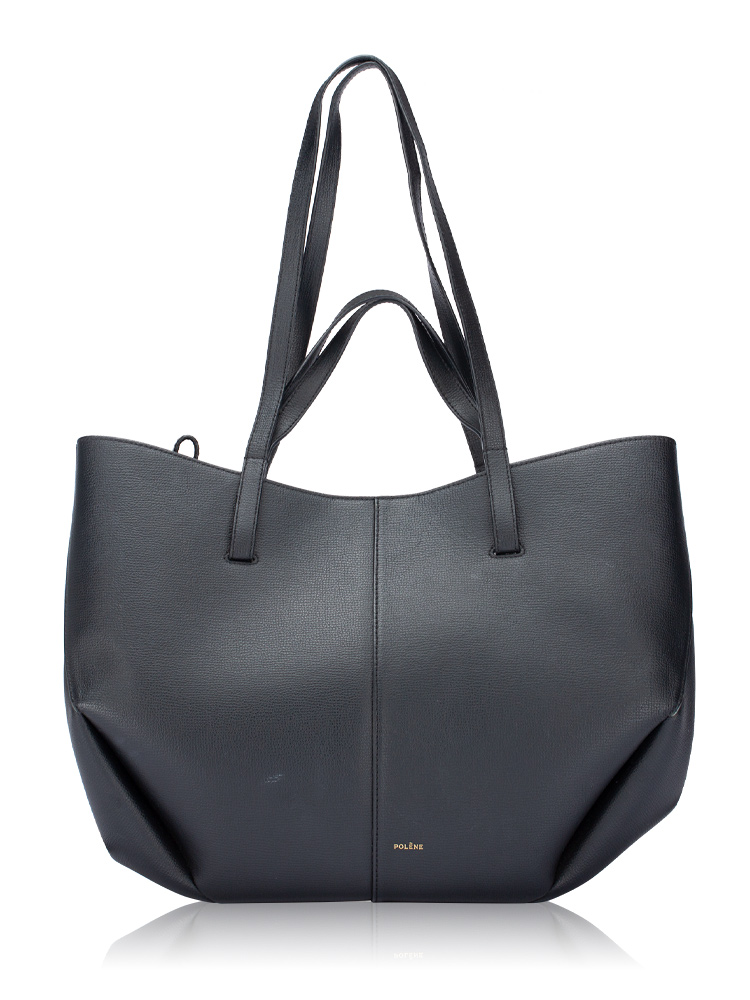 Textured Calfskin Cyme Tote Black