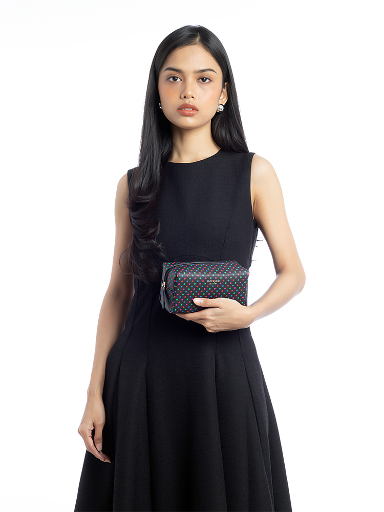 Polkadot Cosmetic Pouch Black Multi