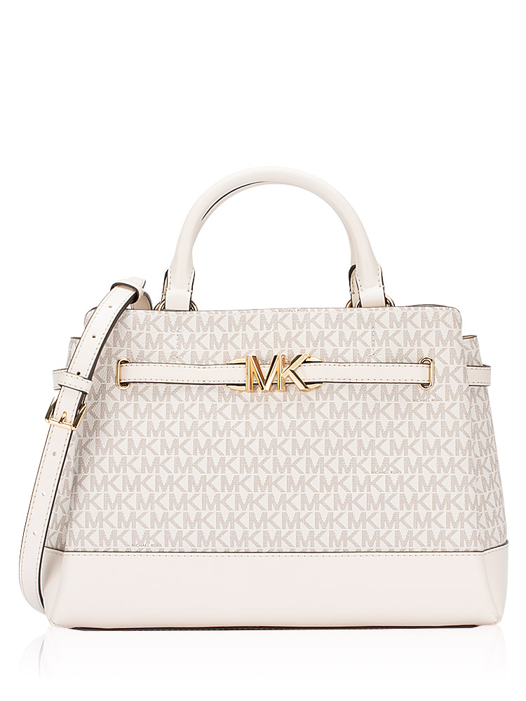 Signature Reed Large Belted Satchel Light Cream