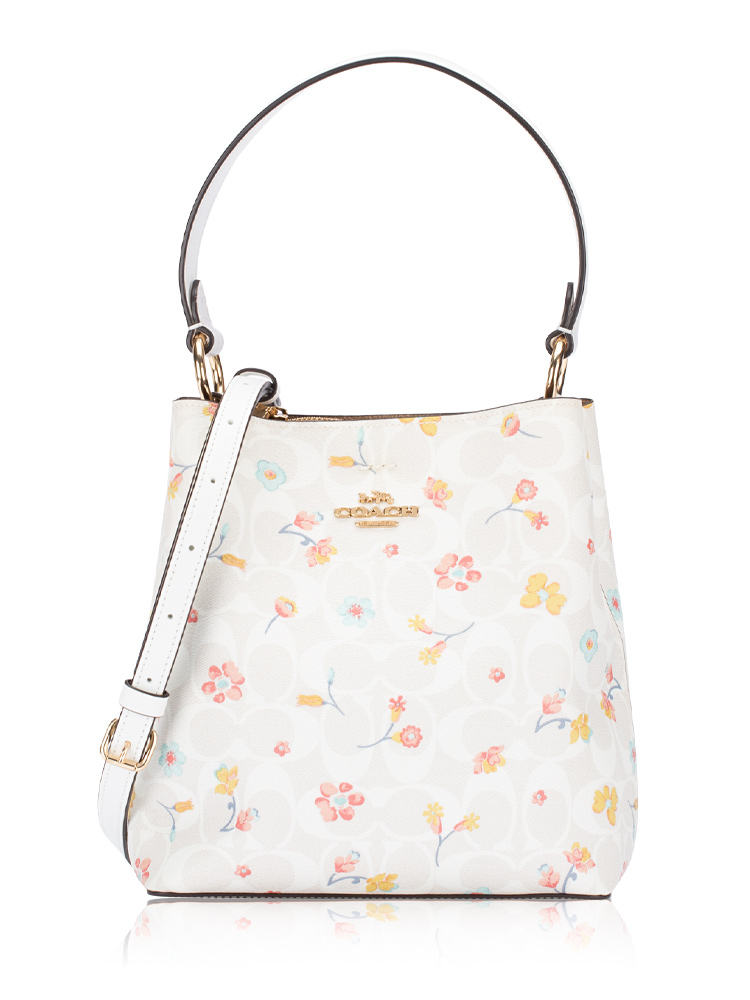 C8610 Signature Mystical Floral Town Small Bucket Bag Chalk