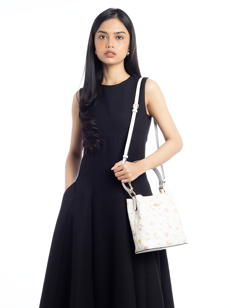 C8610 Signature Mystical Floral Town Small Bucket Bag Chalk
