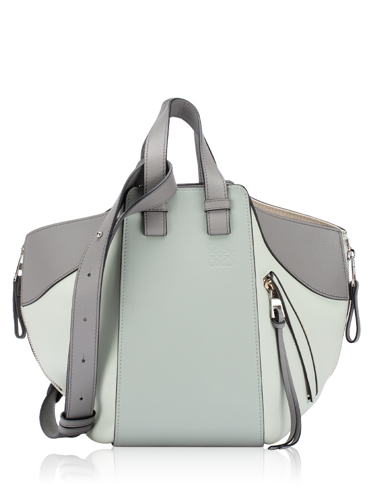 Calfskin Hammock Small Shoulder Bag Ash Grey Light Celadon