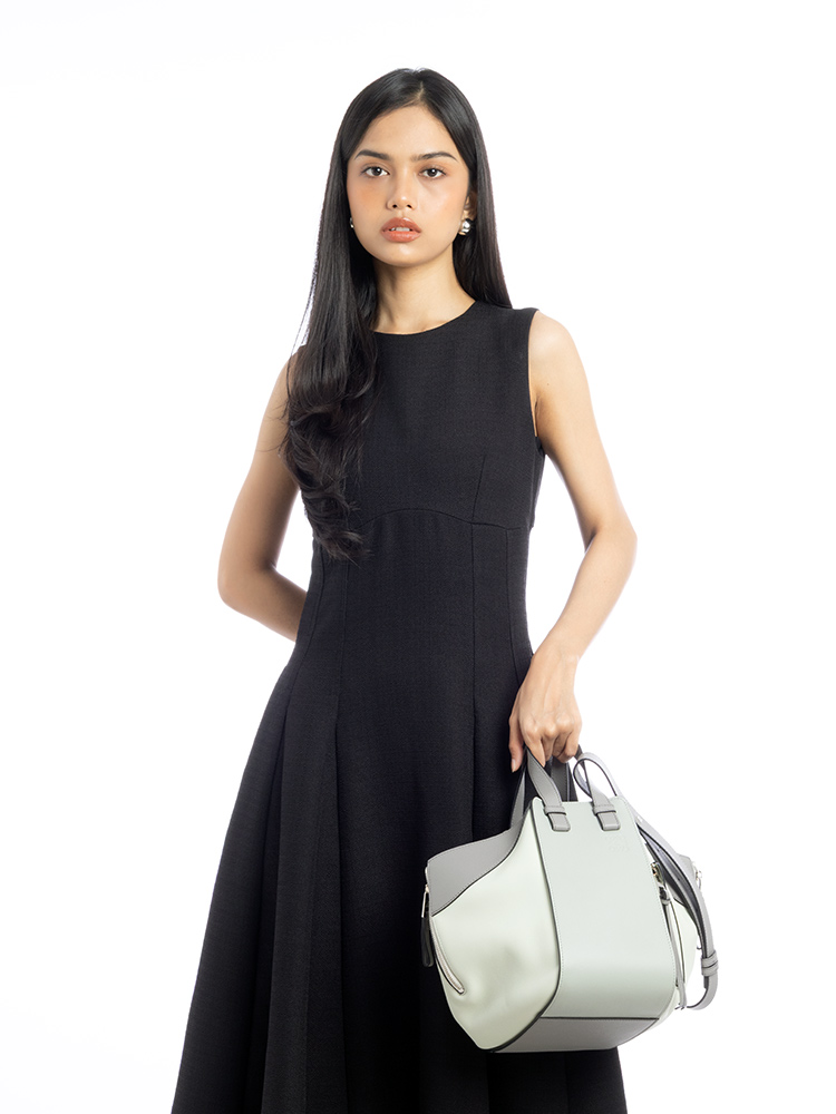 Calfskin Hammock Small Shoulder Bag Ash Grey Light Celadon