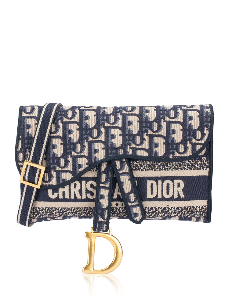 Oblique Slim Saddle Pouch with Strap Blue