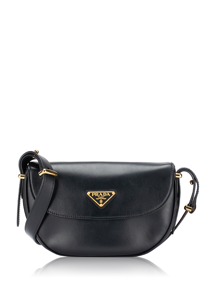 1BD365 Soft Calfskin Arqué Flap Shoulder Bag Nero
