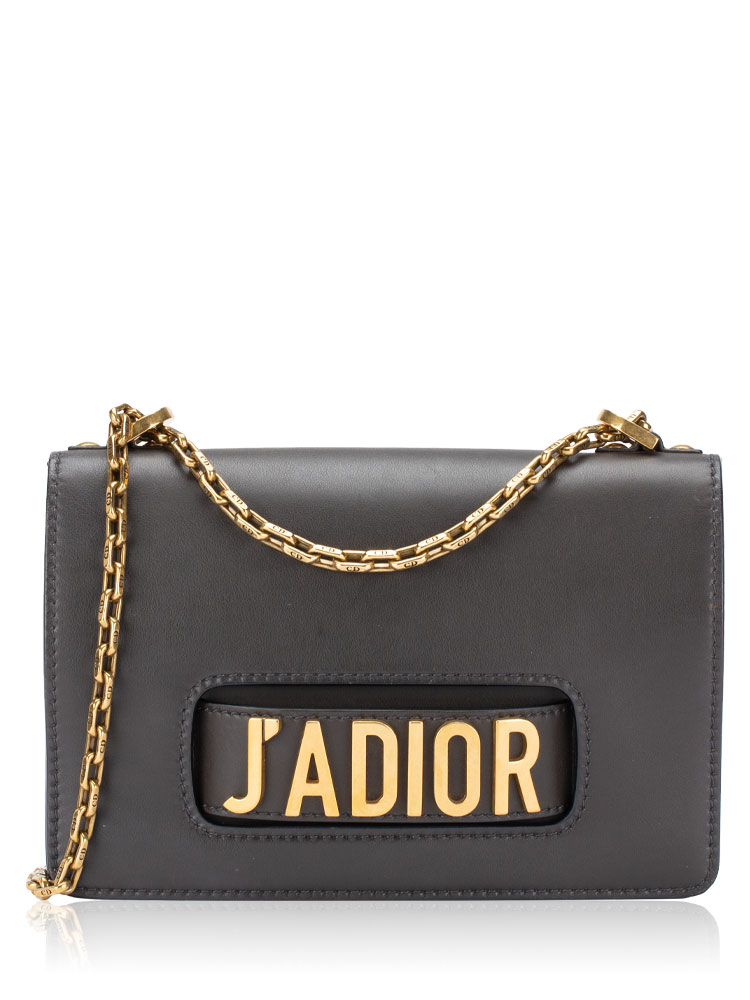 Calfskin J'Adior Chain Flap Bag Smoky Grey