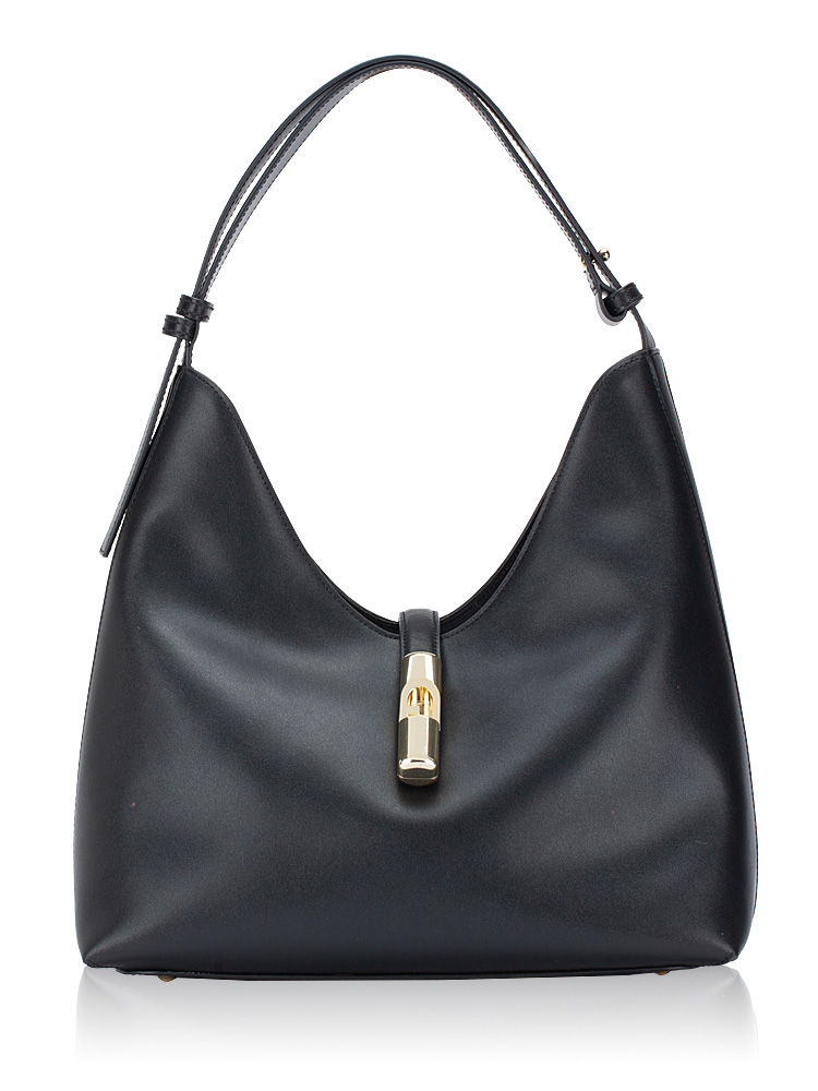 Goccia Leather Medium Shoulder Bag Nero