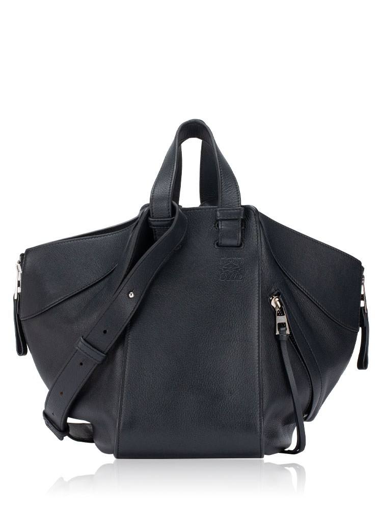 Grained Calfskin Hammock Small Shoulder Bag Black
