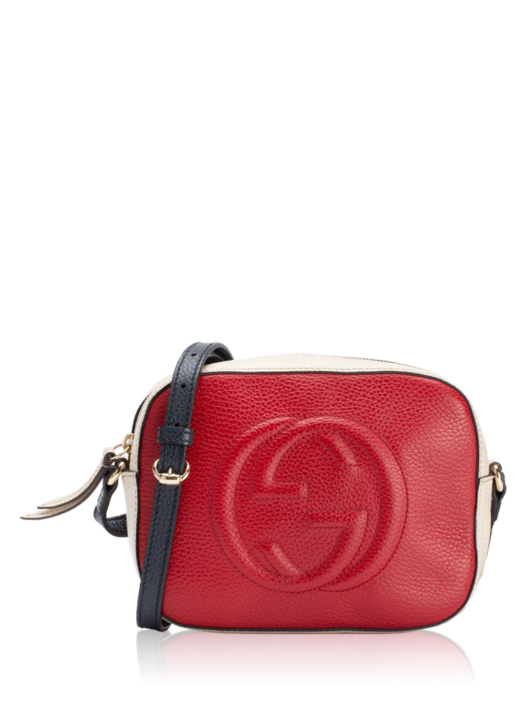 Dollar Calfskin Small Soho Disco Bag Blue Hibiscus Red Mystic White