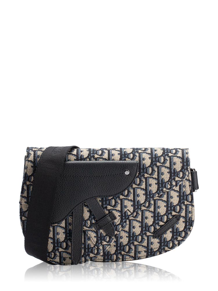 Oblique Saddle Pouch Beige Black
