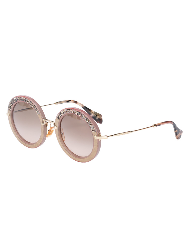 SMU08R Crystal Round Sunglasses Pink