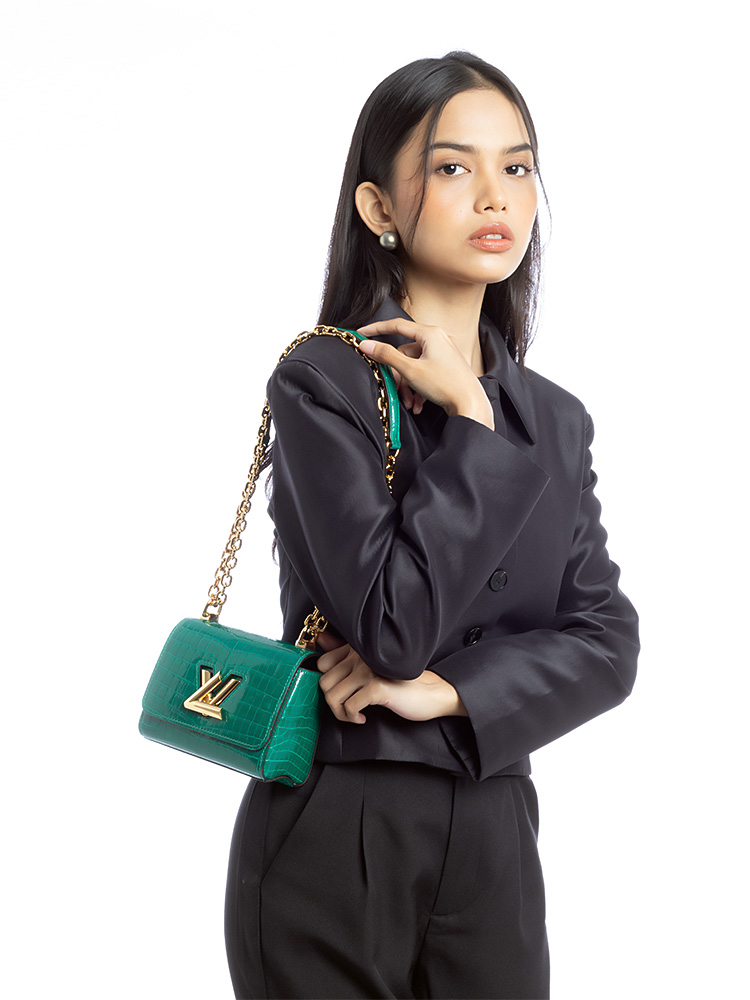 Crocodile Twist Mini Shoulder Bag Emerald