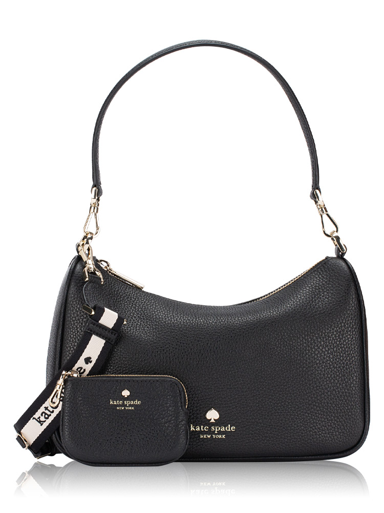Emma Pebbled Leather Medium Shoulder Bag Black