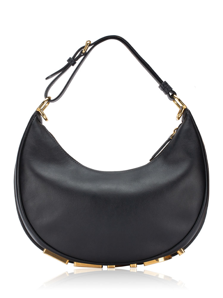 Vitello Grace Matte Fendigraphy Small Hobo Nero
