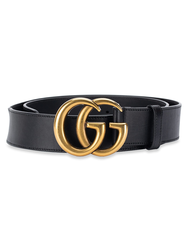 Calfskin GG Marmont 35mm Belt Black Sz 85