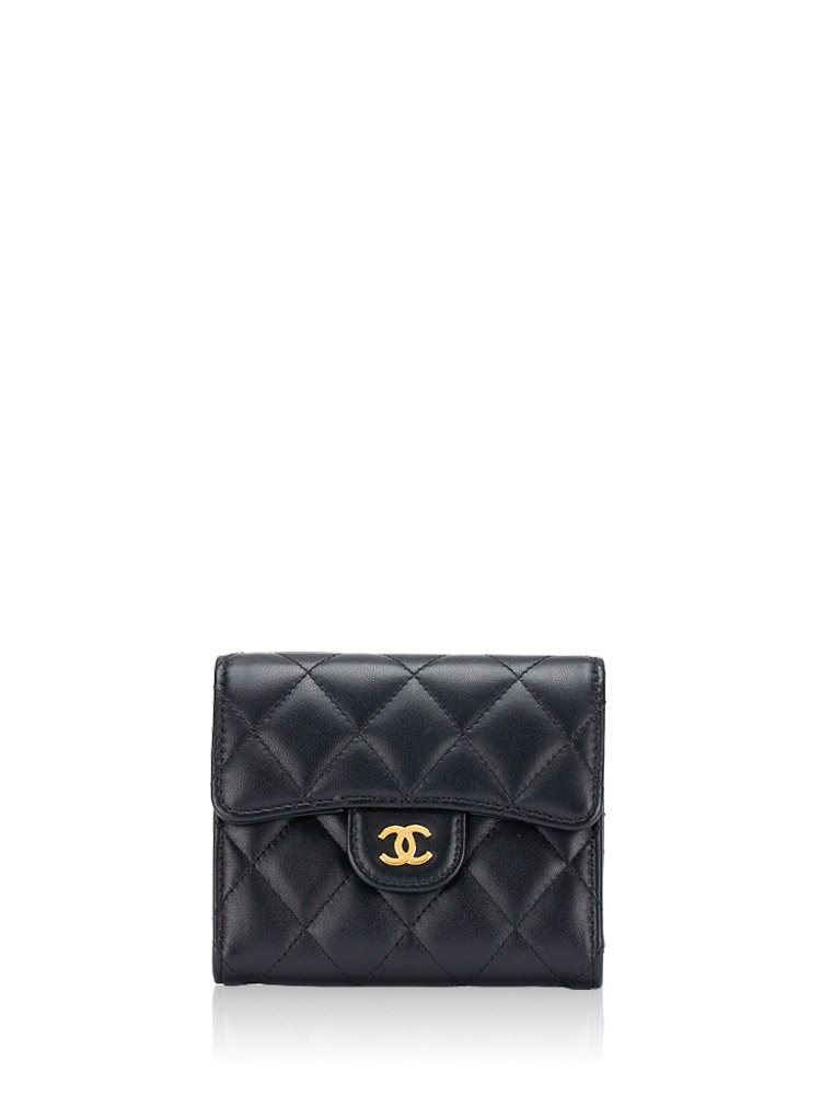 Lambskin Classic Trifold Wallet Black