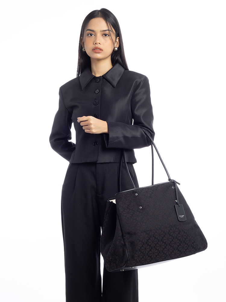 Flower Spade Jacquard Everything Large Tote Black Multi