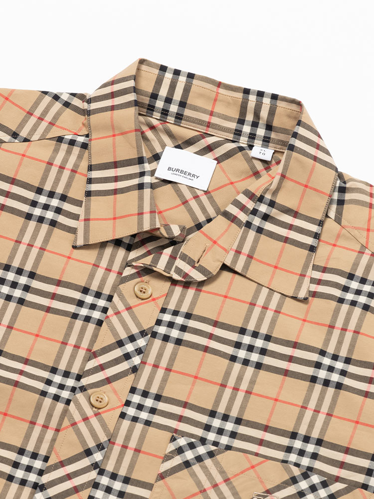 Cotton Archive Check Long Sleeve Shirt Beige Sz XL