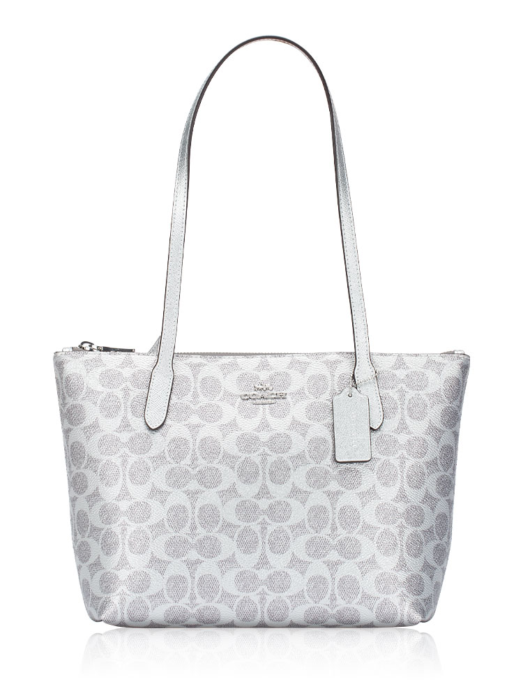 CW396 Signature Fiona Zip Tote Gray Silver