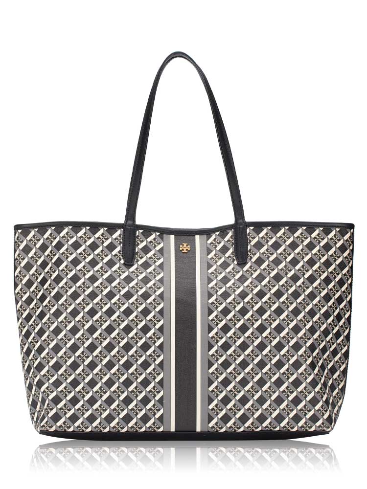 Geo Logo Stripe Tote Black Multi