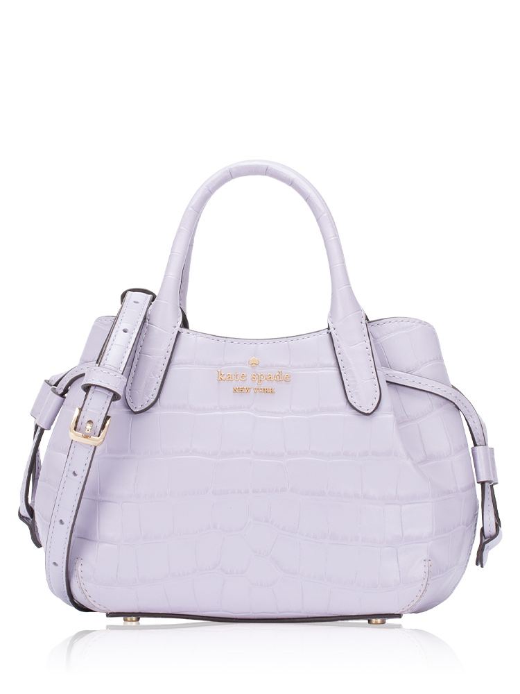 Croc Embossed Dumpling Mini Satchel Lavender Cream