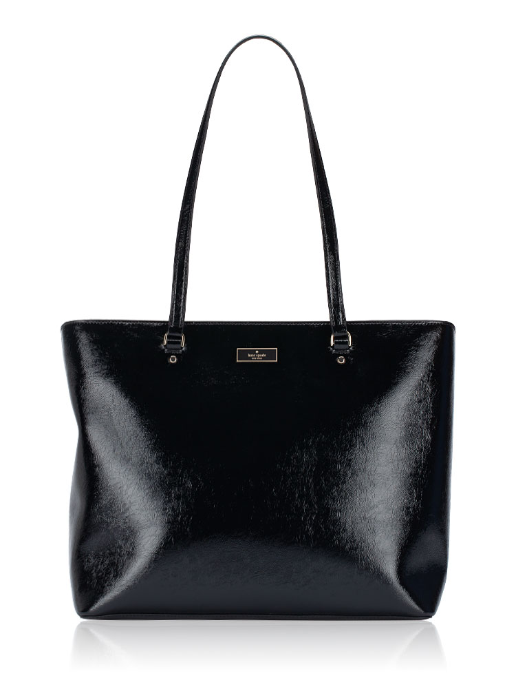 Bridget Crinkle Patent Large Tote Black