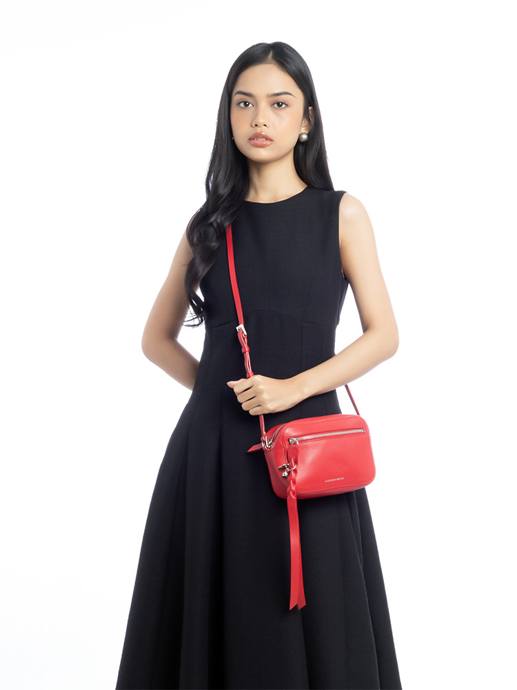 Calfskin Skull Camera Bag Red