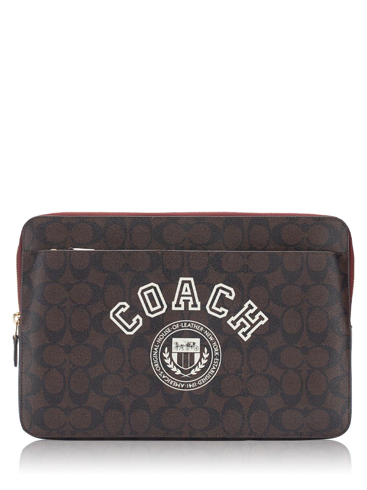 CB857 Signature Varsity Laptop Sleeve Brown Chalk