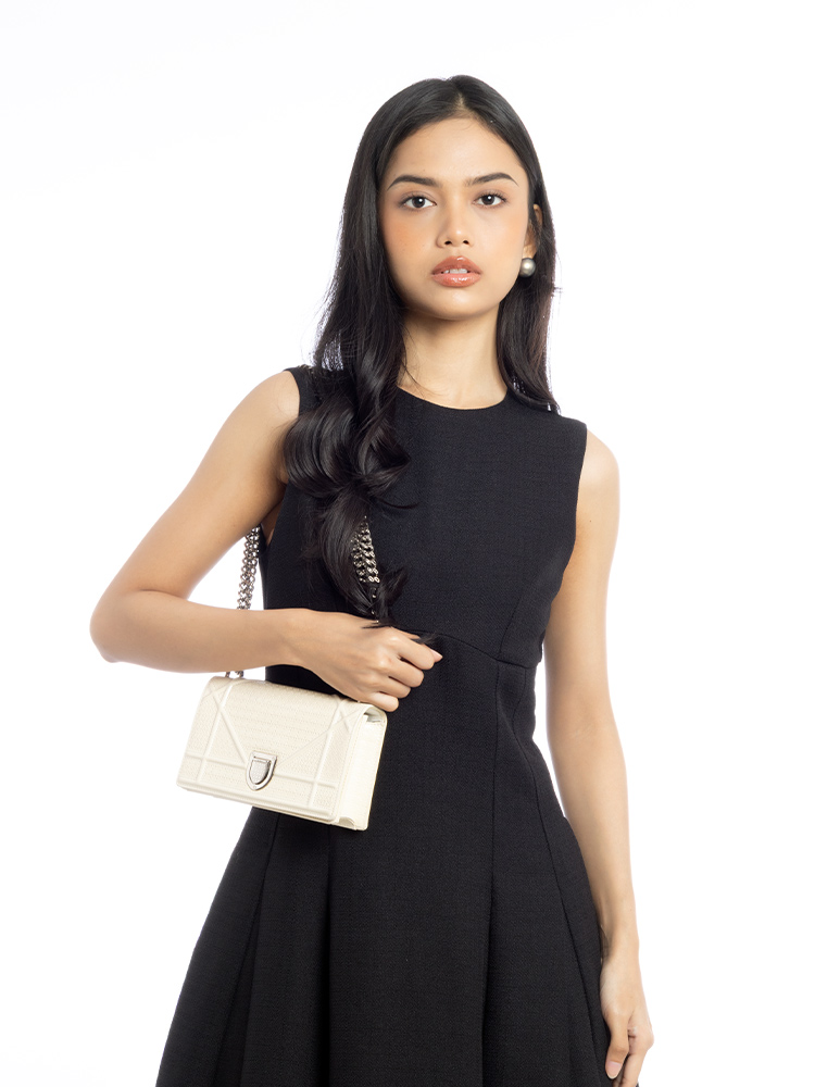 Patent Micro-Cannage Diorama Mini Flap Bag White