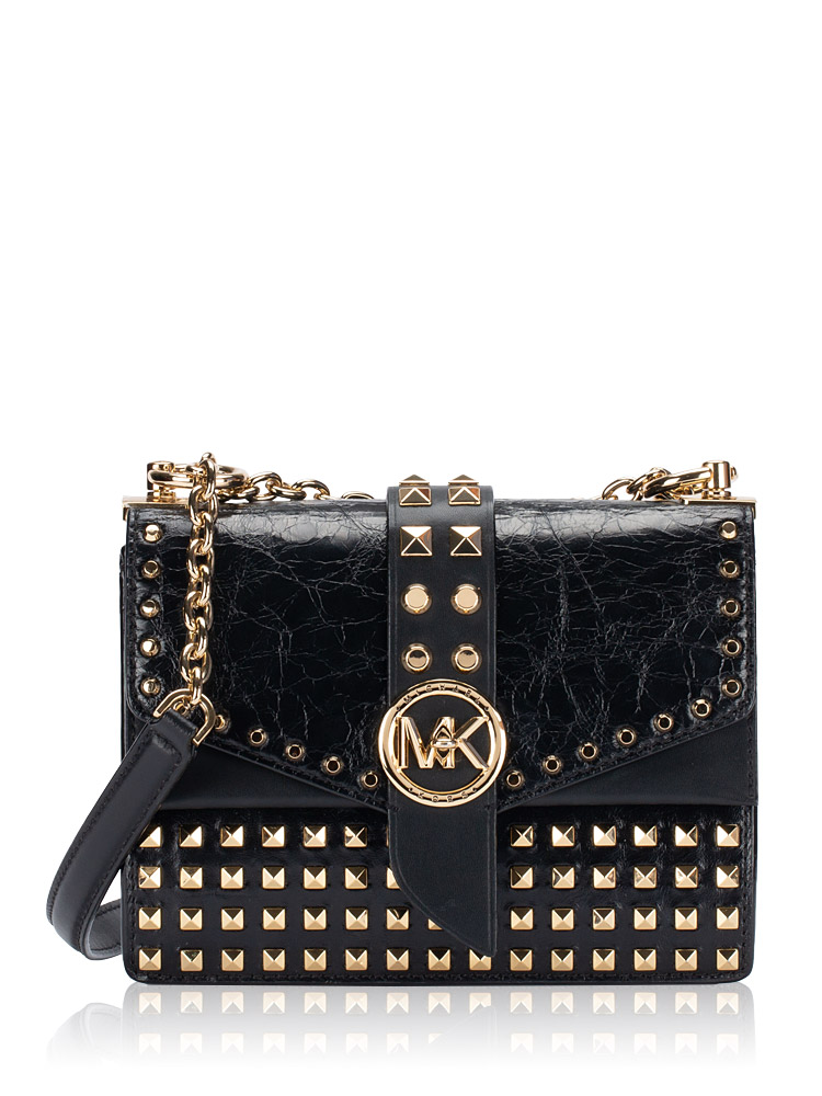 Greenwich Studded Patent Leather XS Crossbody Black