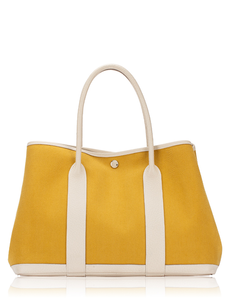 Herringbone Toile Negonda Garden Party 36 MM Tote Ginger Craie