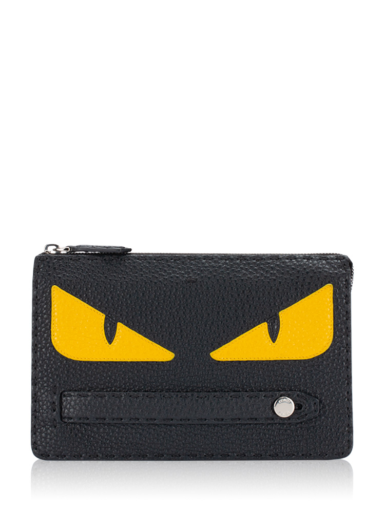 Cuoio Romano Selleria Monster Eyes Slim Pouch Black Sunflower
