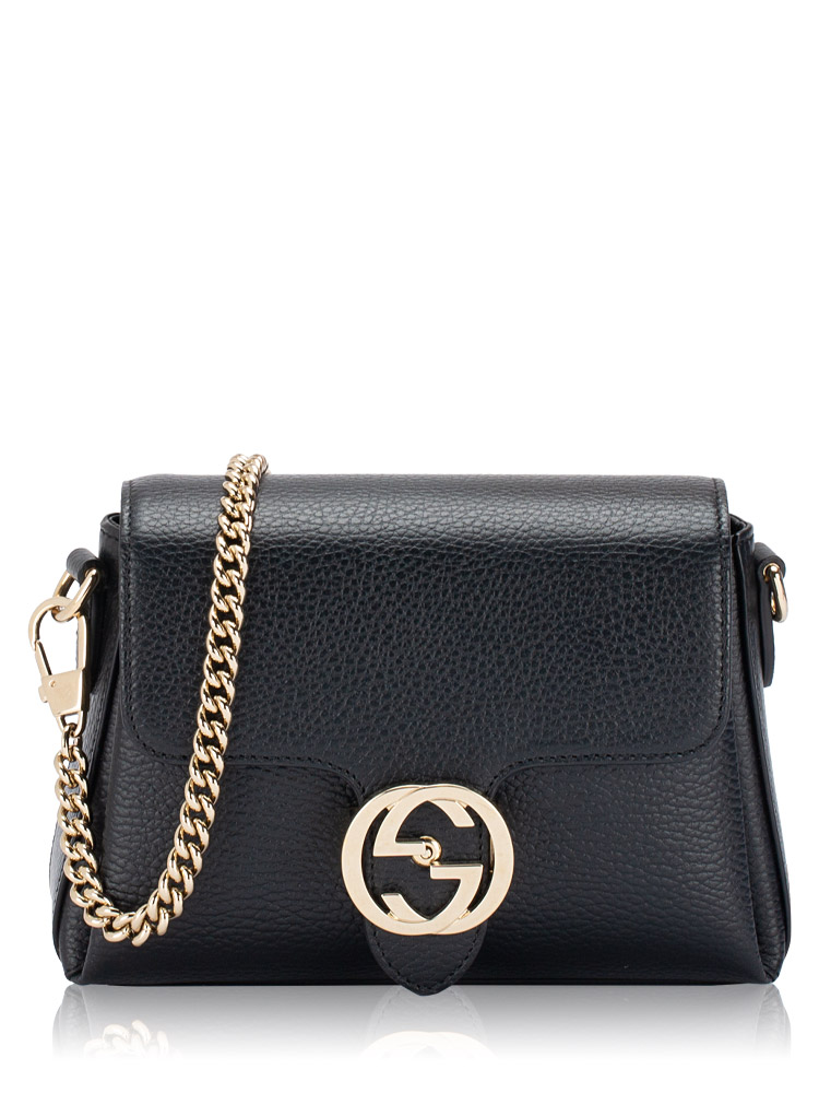 Dollar Calfskin Interlocking G Small Crossbody Black
