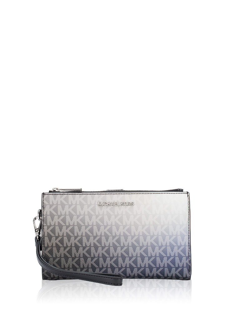 Signature Jet Set Ombré Large Double Zip Wristlet Black Multi